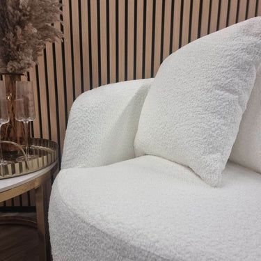 Luxurious Cuddle Accent Chair in Soft Boucle Fabric with Unique Organic Curves - UK Luxury Furniture